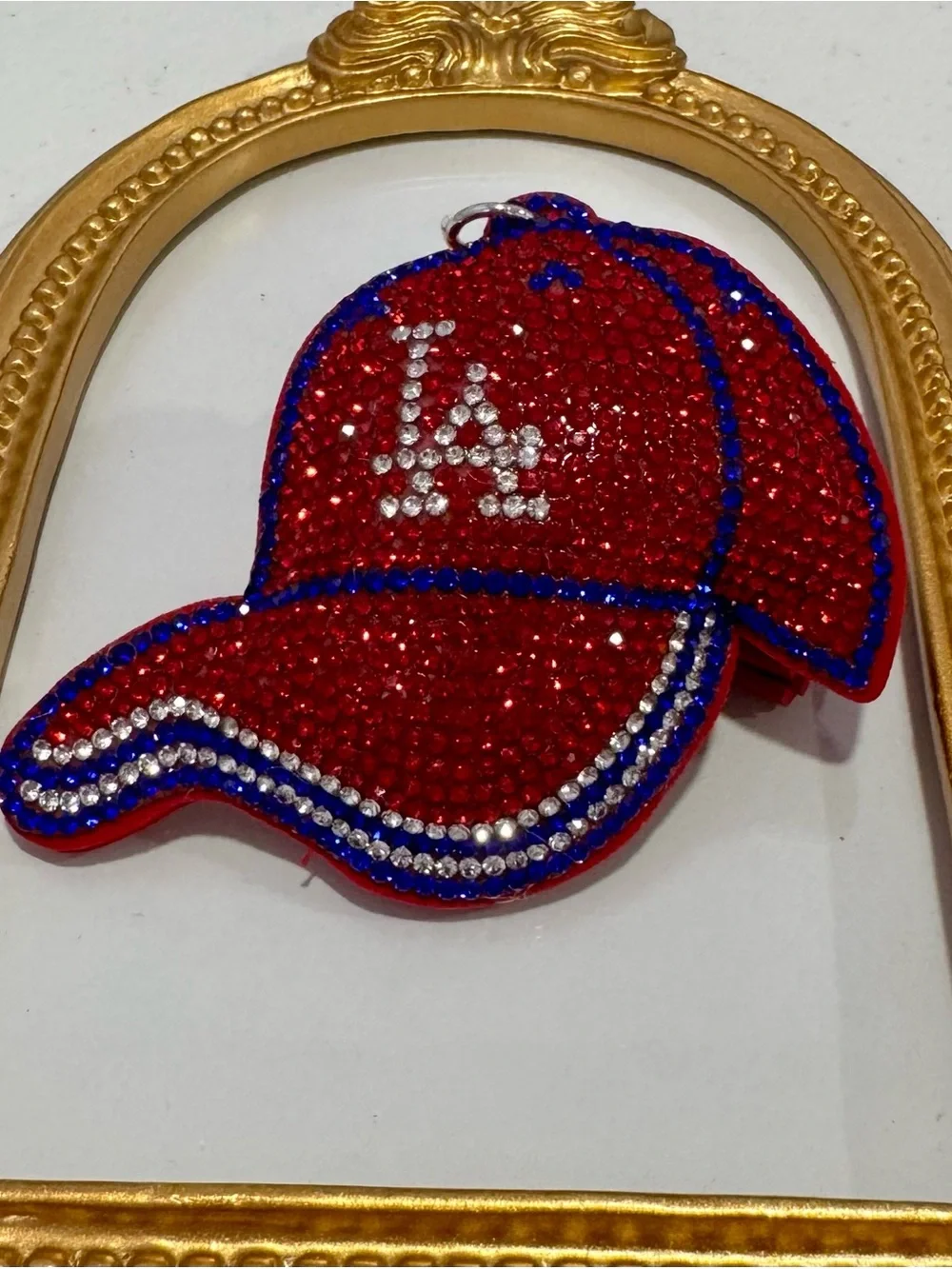 New Rhinestone Red Baseball Cap Keychain/Bag Charm